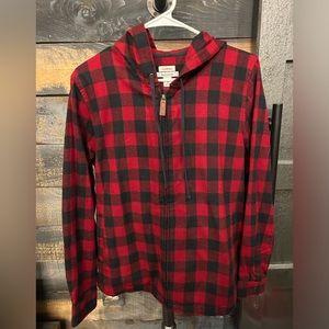 LL bean plaid zip up with hood